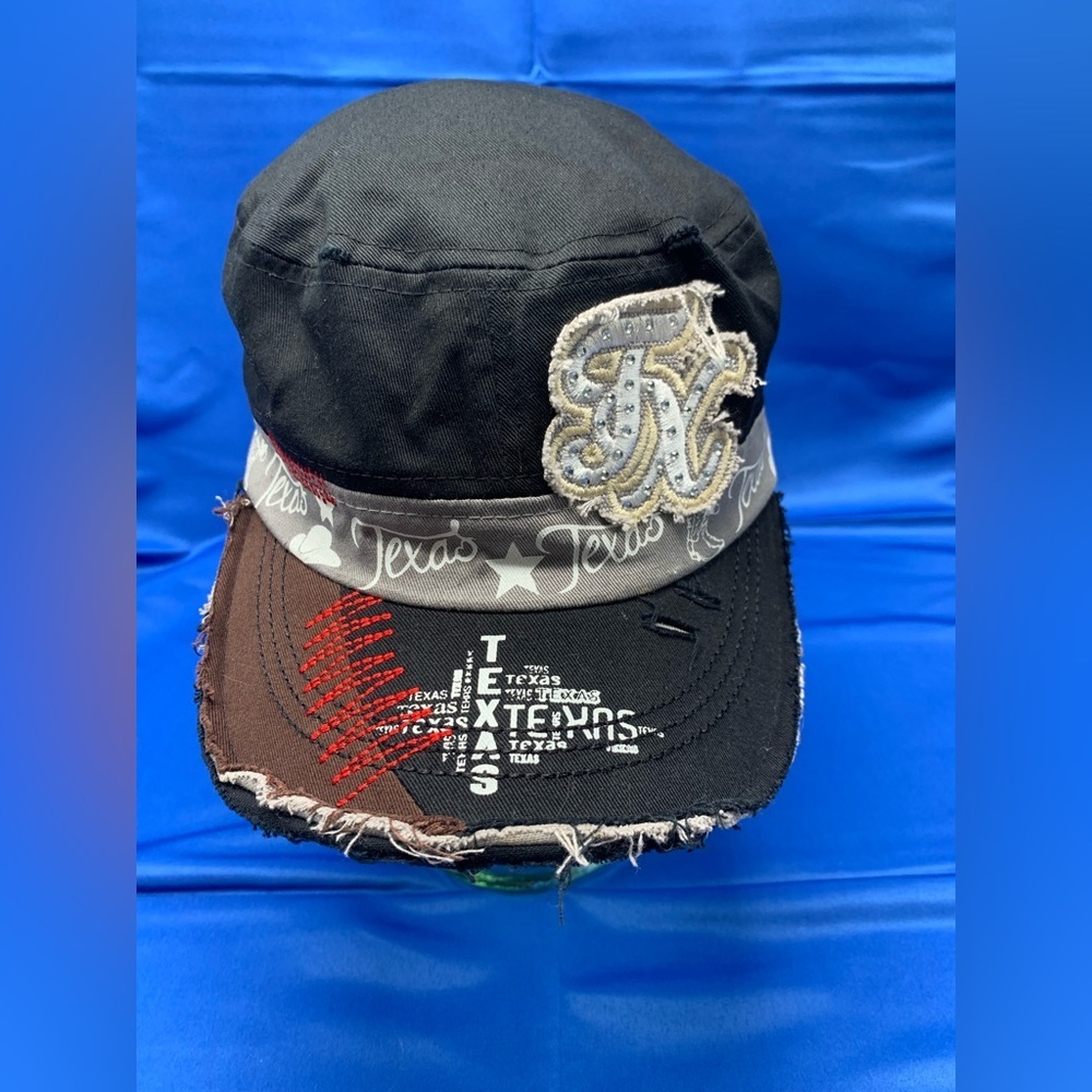 Vintage Texas Distressed Unisex Hat Revolution adjustable Faded Black & Gray HTF